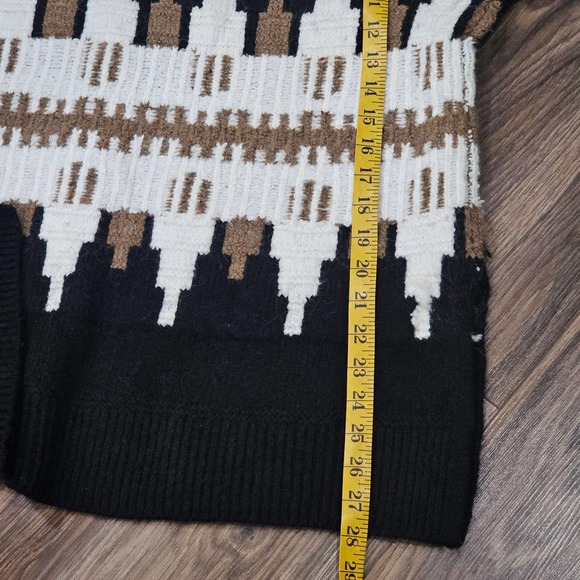Old‎ Navy Black & Earth Tone Fair Isle Oversized V Neck Sweater Size M - Picture 5 of 7